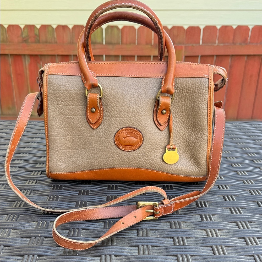 Elegant Brown and Tan Leather Satchel